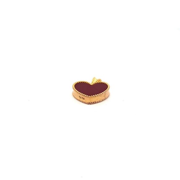18K Gold Pendant Charm Natural Red Agate Gemstones Heart - Picture 8 of 9